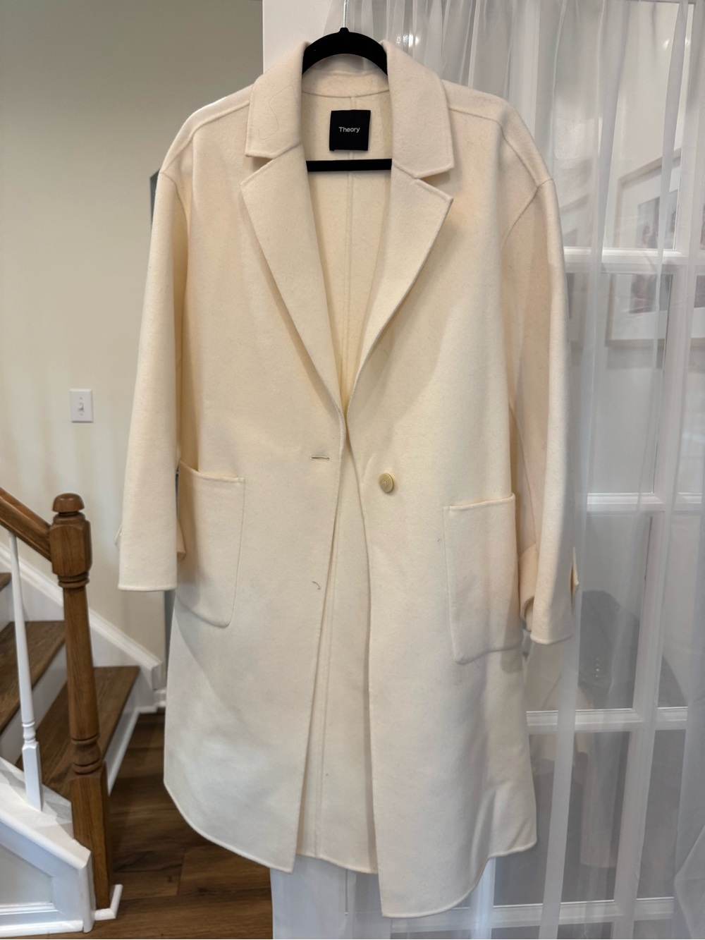 Theory Cream Single-Button Wool Trench Coat